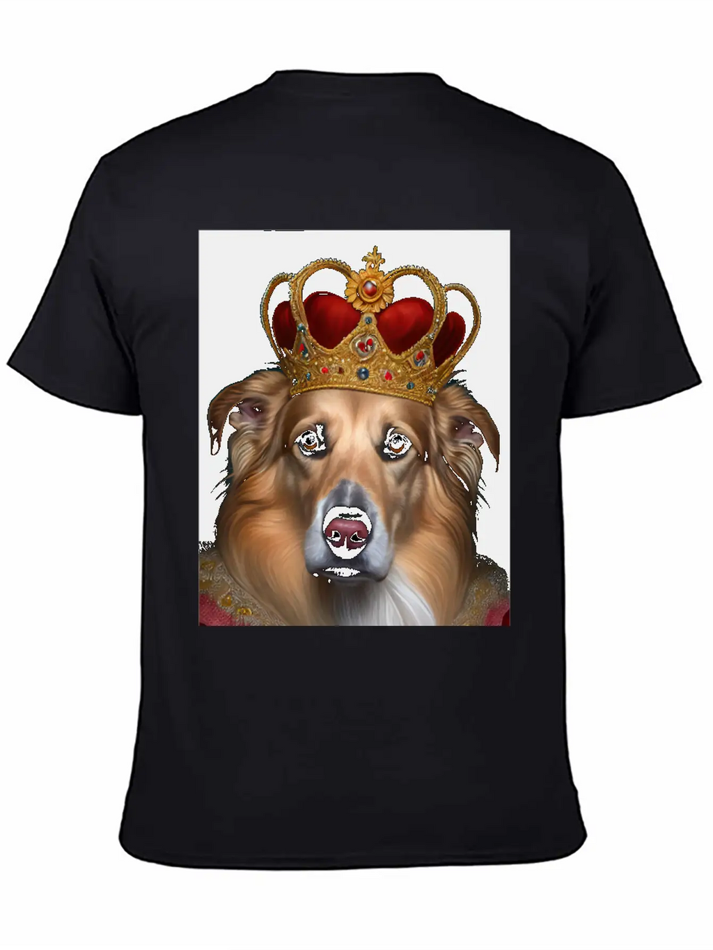 King Collie Dog Portrait Royal Renaissance Animal Unisex Short Sleeve Soft Cotton T-Shirt – Casual Everyday Wear