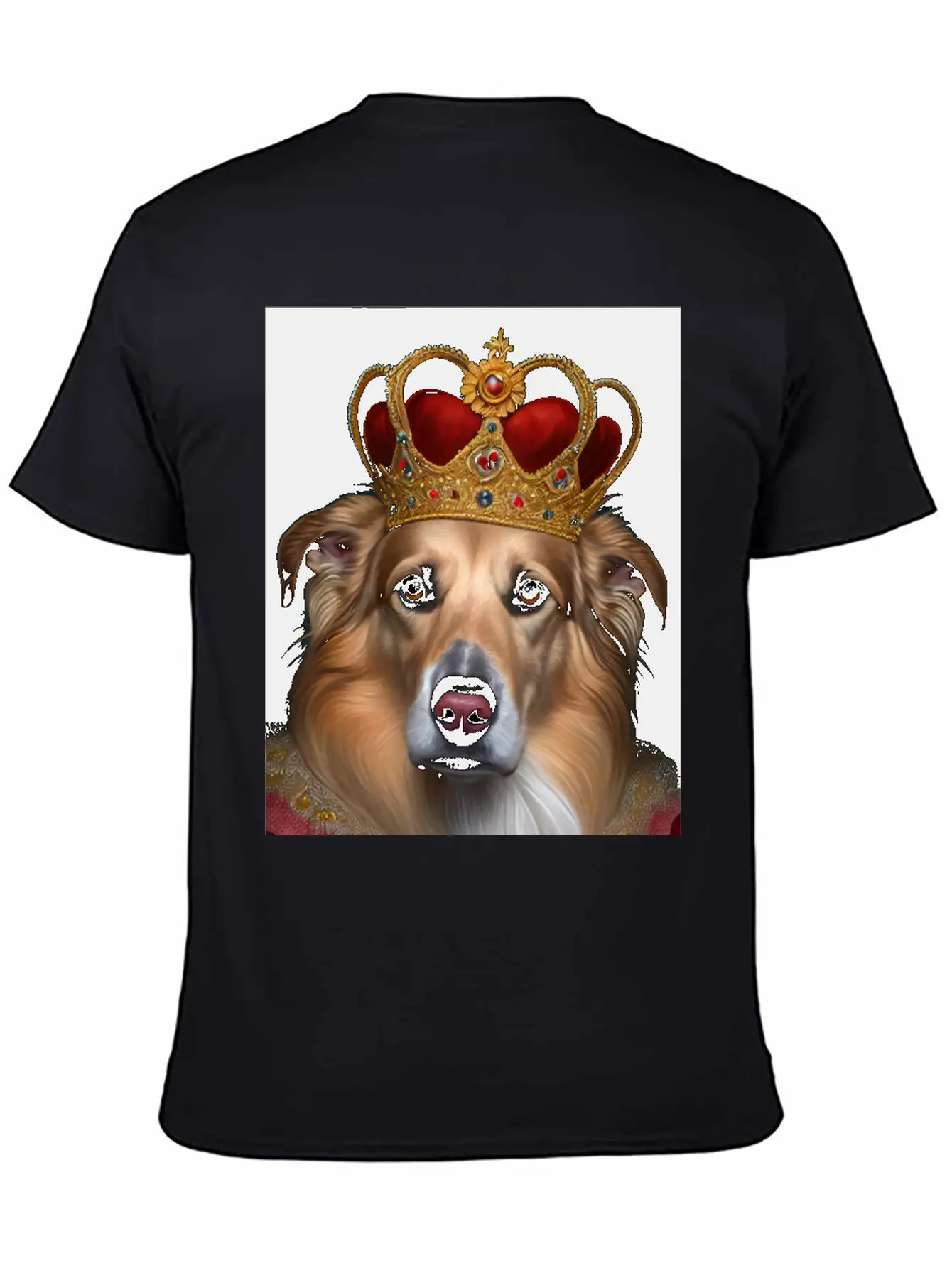 King Collie Dog Portrait Royal Renaissance Animal Unisex Short Sleeve Soft Cotton T-Shirt – Casual Everyday Wear