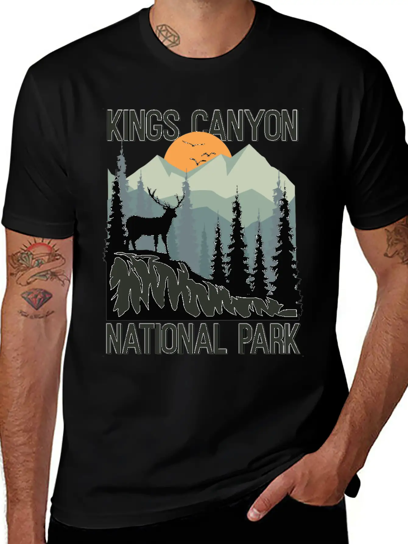 Kings Canyon National Park Mountains Deer Unisex Casual T-Shirt – Clean Design For Daily Comfort