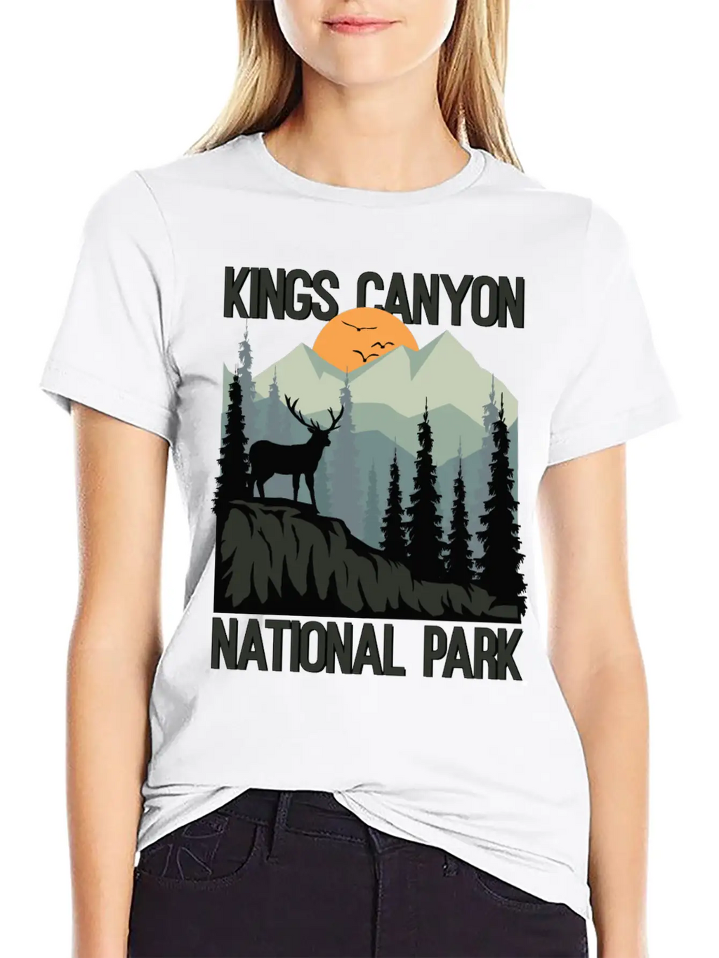 Kings Canyon National Park Mountains Deer Unisex Casual T-Shirt – Clean Design For Daily Comfort