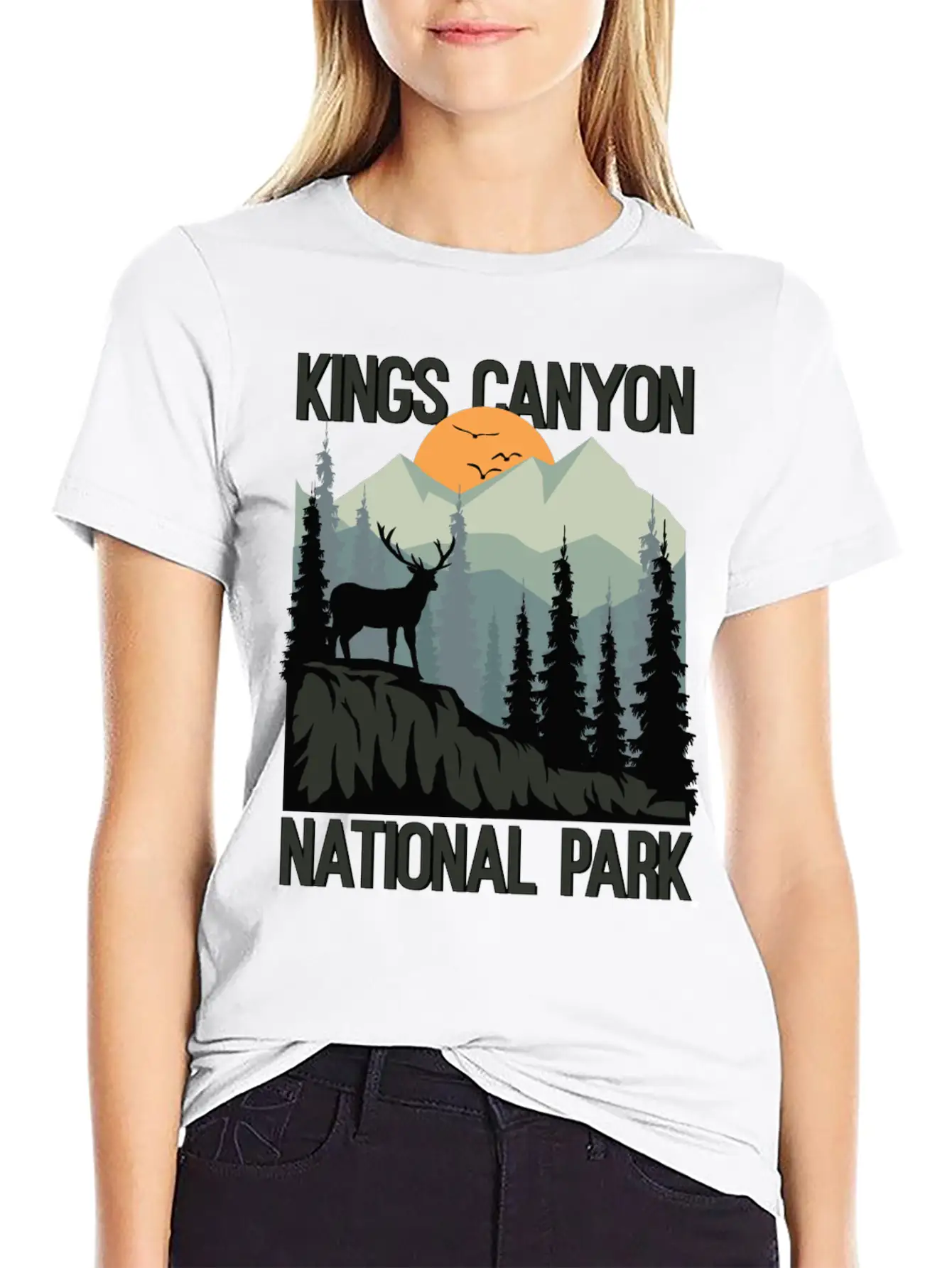 Kings Canyon National Park Mountains Deer Unisex Casual T-Shirt – Clean Design For Daily Comfort