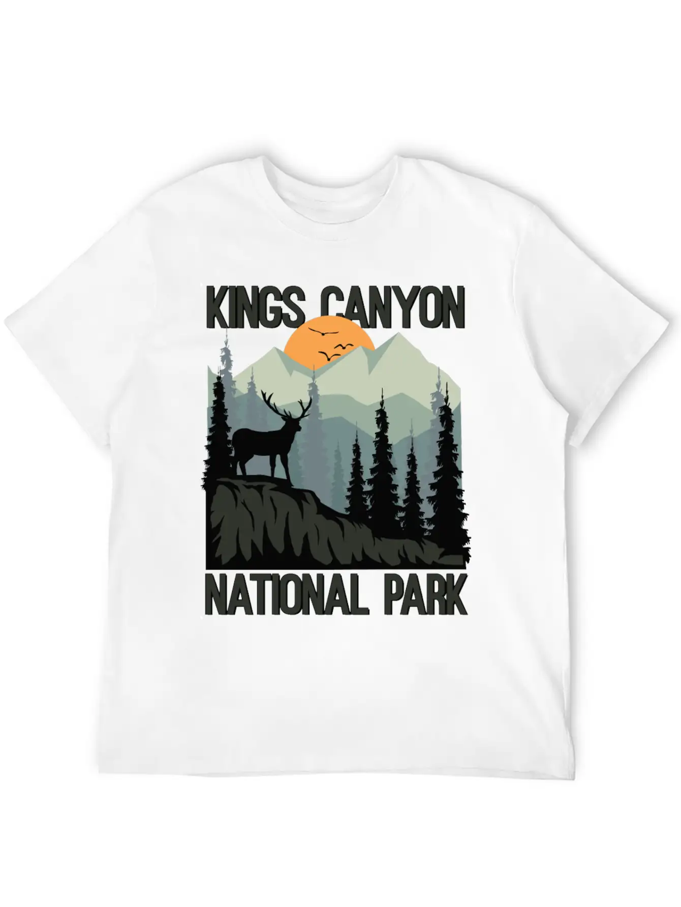 Kings Canyon National Park Mountains Deer Unisex Casual T-Shirt – Clean Design For Daily Comfort