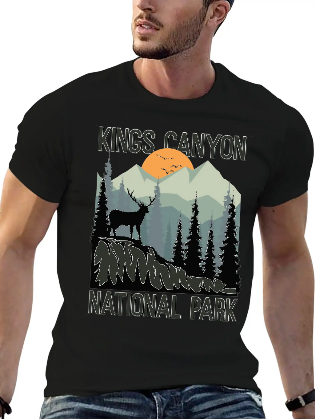 Kings Canyon National Park Mountains Deer Unisex Casual T-Shirt – Clean Design For Daily Comfort
