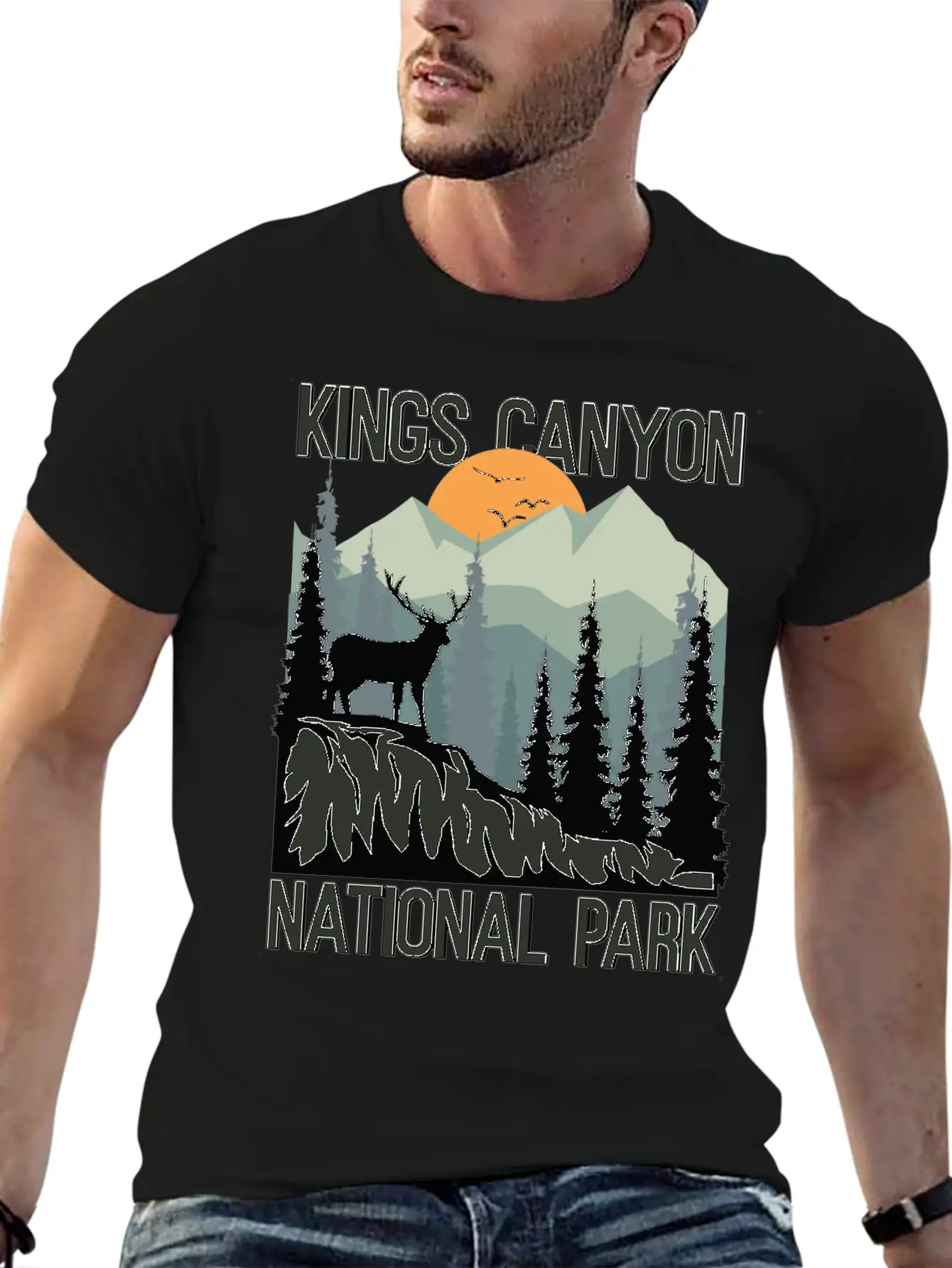 Kings Canyon National Park Mountains Deer Unisex Casual T-Shirt – Clean Design For Daily Comfort