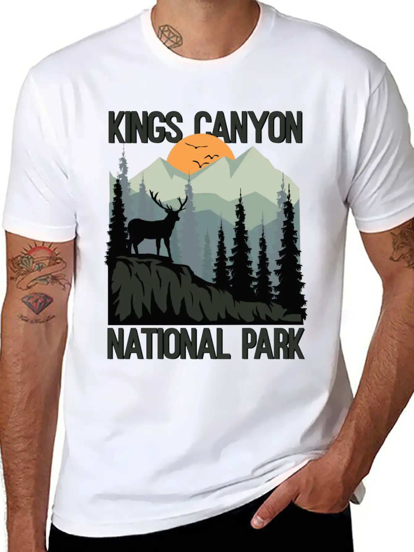 Kings Canyon National Park Mountains Deer Unisex Casual T-Shirt – Clean Design For Daily Comfort
