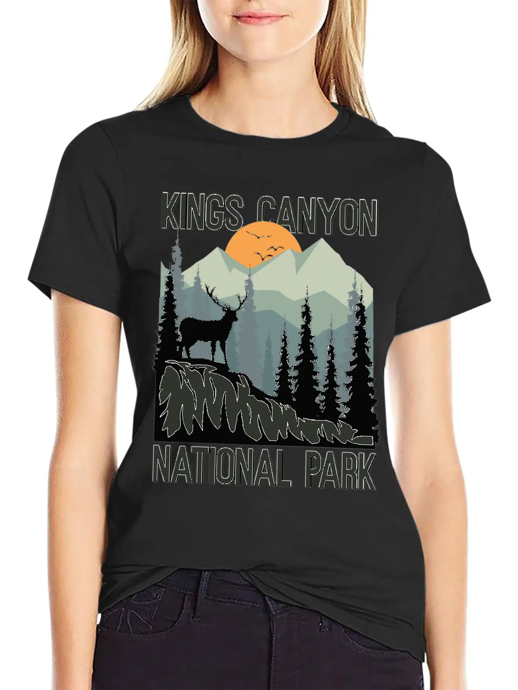 Kings Canyon National Park Mountains Deer Unisex Casual T-Shirt – Clean Design For Daily Comfort