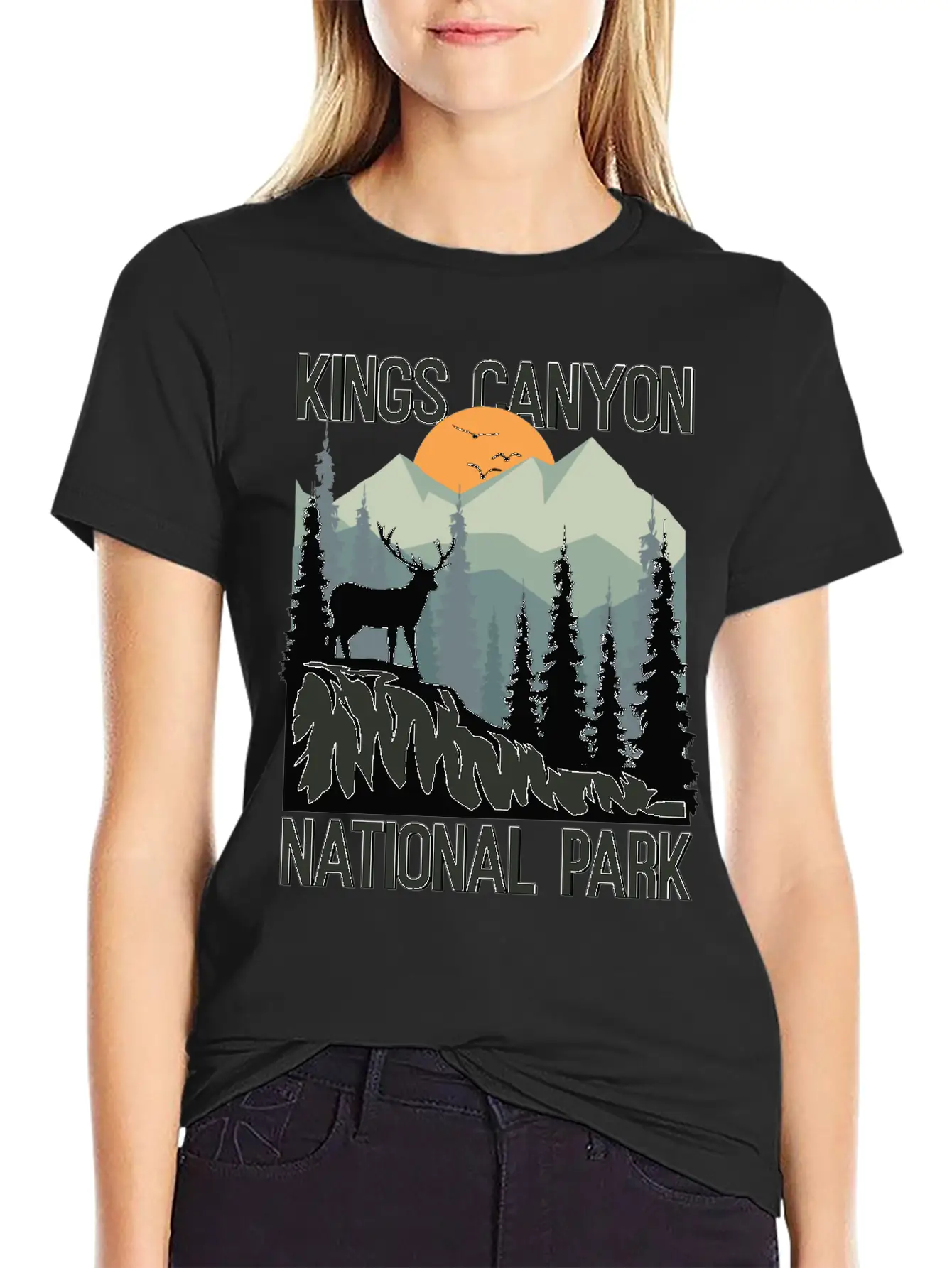 Kings Canyon National Park Mountains Deer Unisex Casual T-Shirt – Clean Design For Daily Comfort