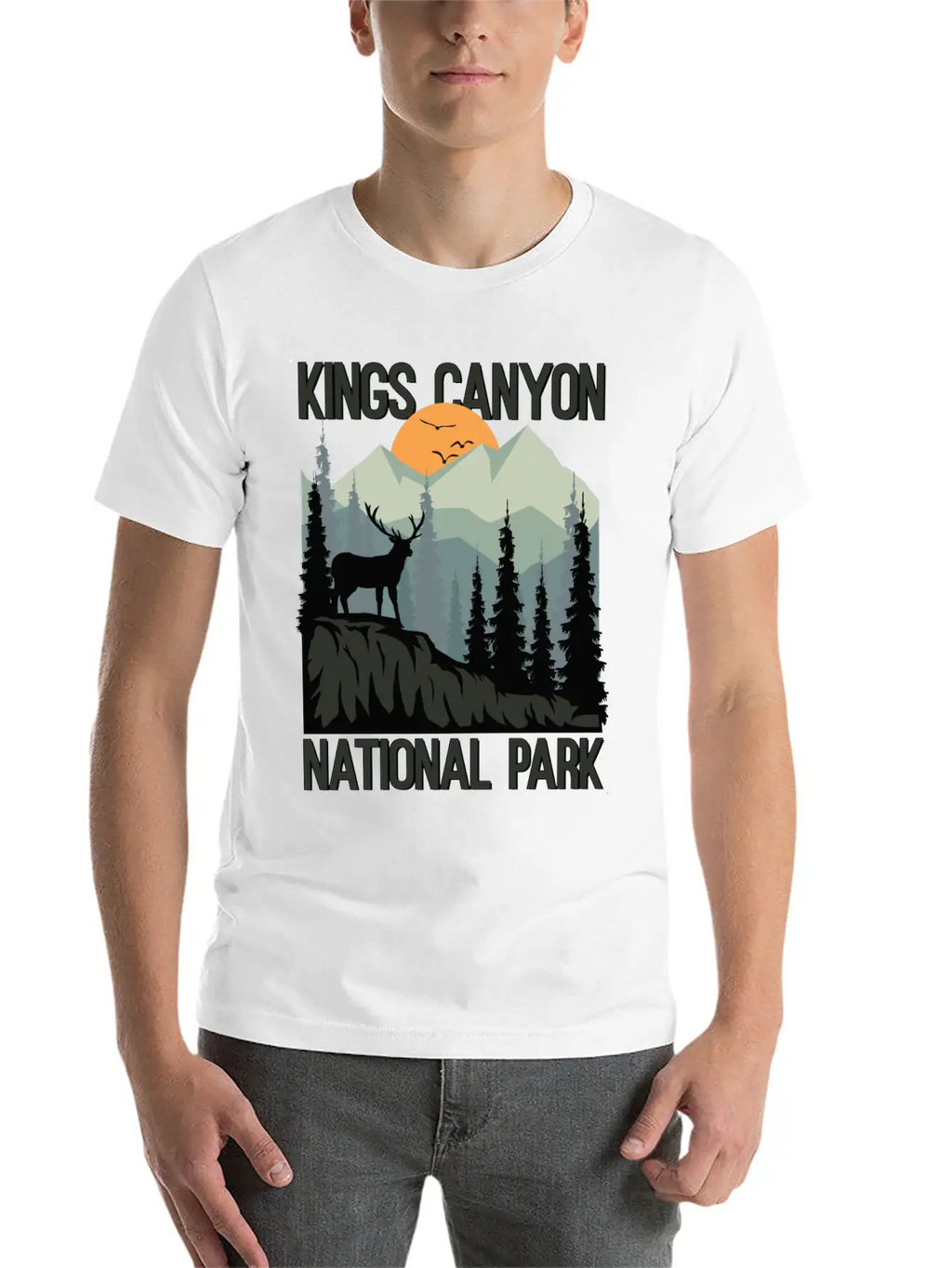 Kings Canyon National Park Mountains Deer Unisex Casual T-Shirt – Clean Design For Daily Comfort