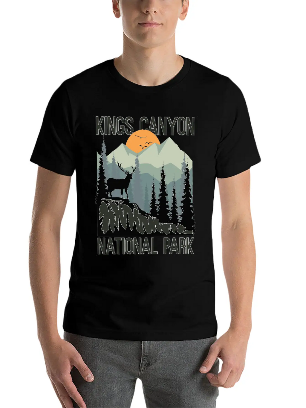 Kings Canyon National Park Mountains Deer Unisex Casual T-Shirt – Clean Design For Daily Comfort
