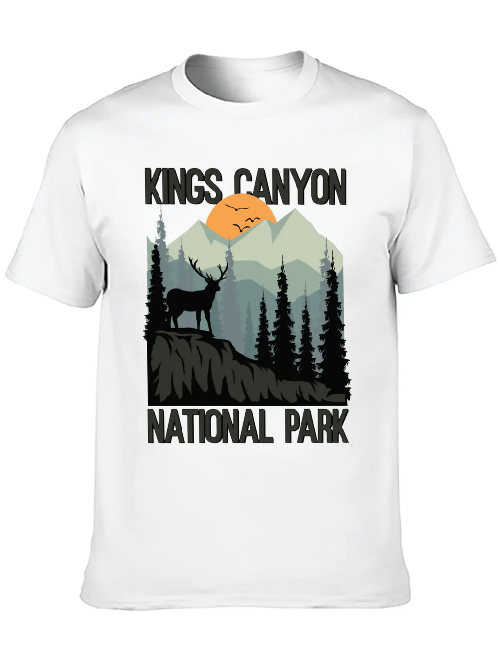Kings Canyon National Park Mountains Deer Unisex Casual T-Shirt – Clean Design For Daily Comfort