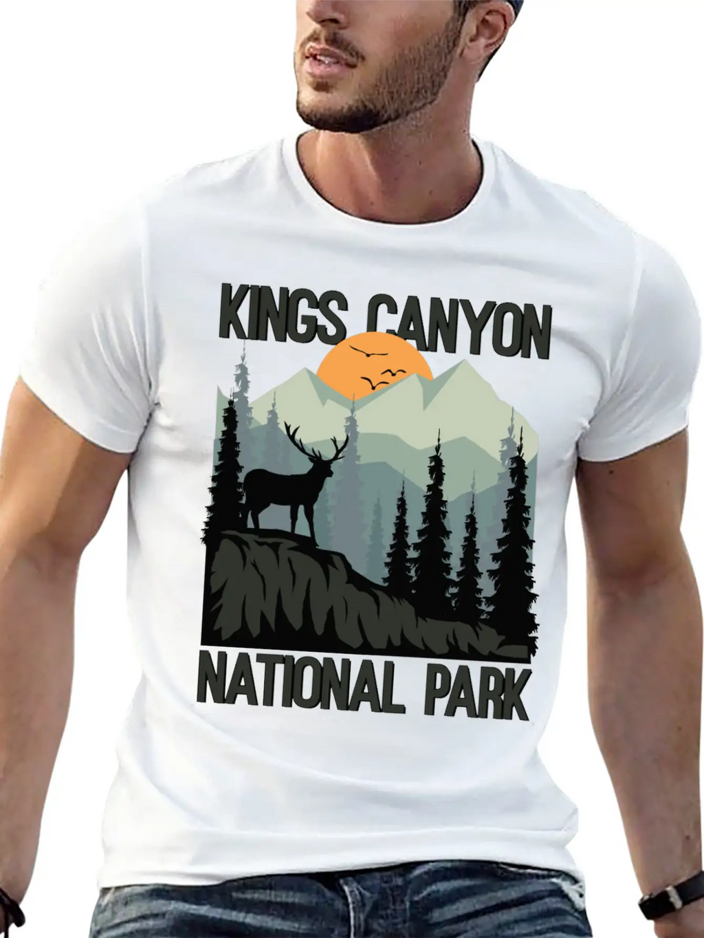 Kings Canyon National Park Mountains Deer Unisex Casual T-Shirt – Clean Design For Daily Comfort