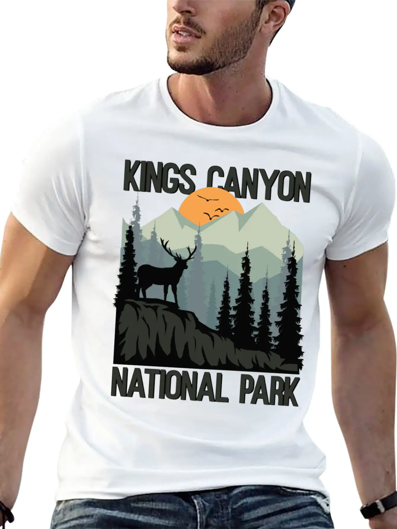 Kings Canyon National Park Mountains Deer Unisex Casual T-Shirt – Clean Design For Daily Comfort