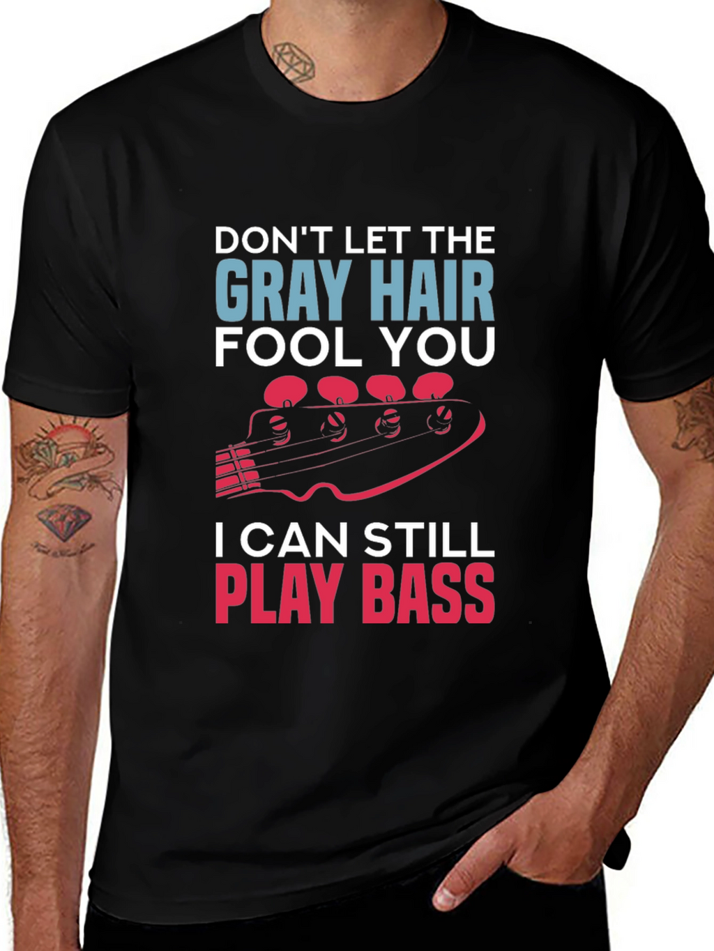 Gray Hair Bass Player T-Shirt
