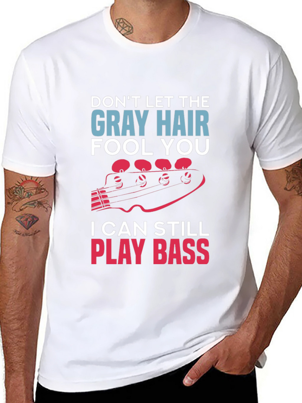 Gray Hair Bass Player T-Shirt