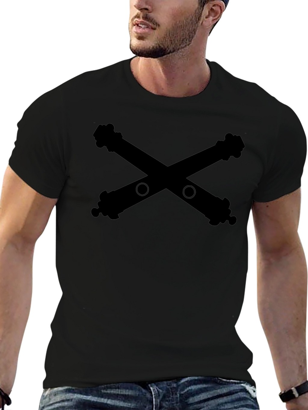 Crossed Cannons Graphic Tee - Black