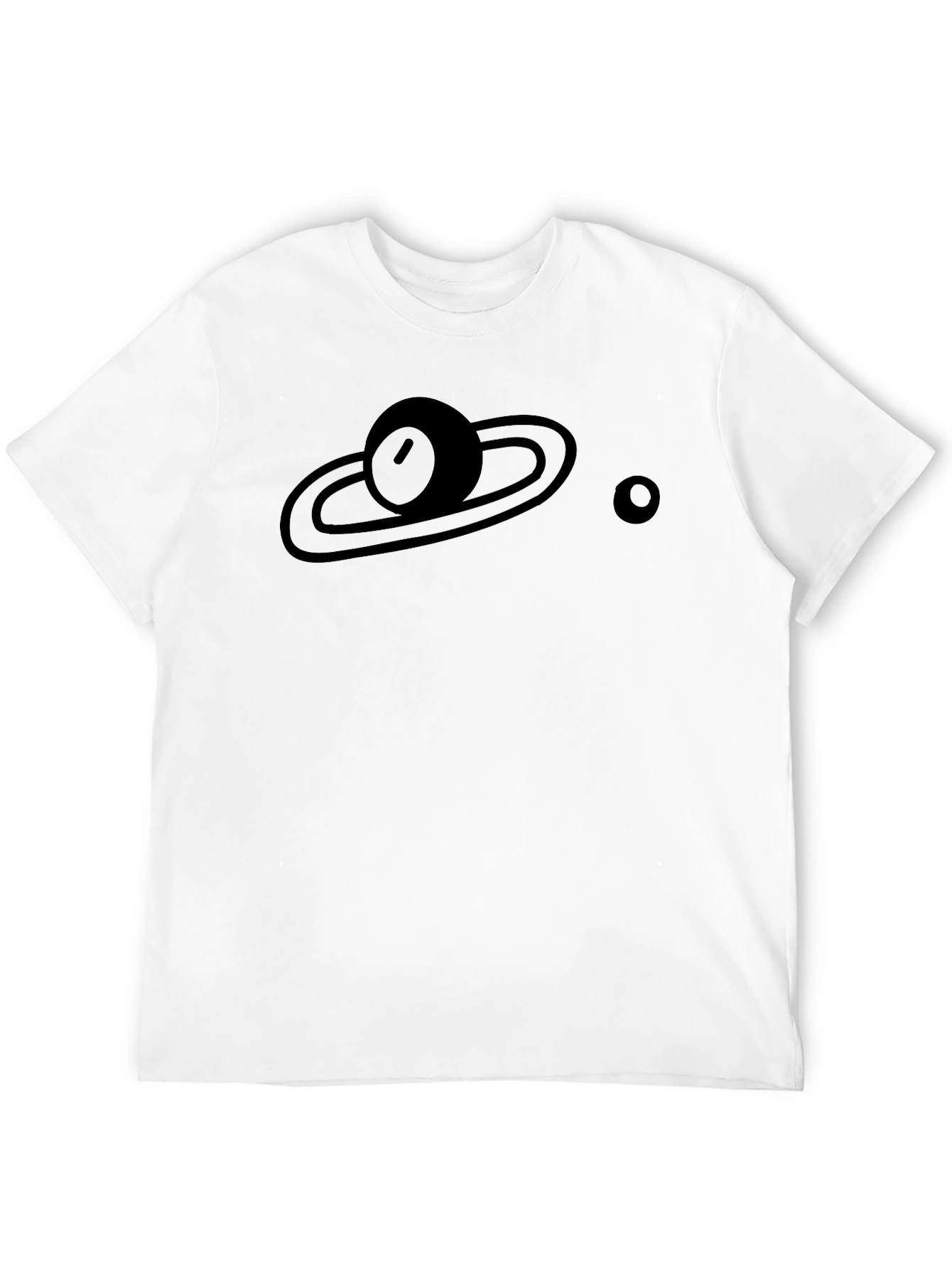 Planet Saturn Graphic Print Black T-Shirt