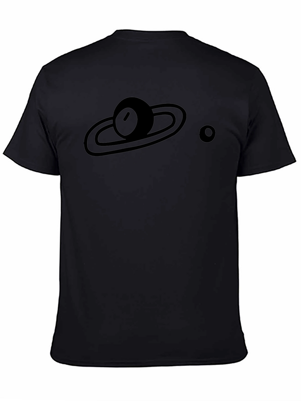 Planet Saturn Graphic Print Black T-Shirt