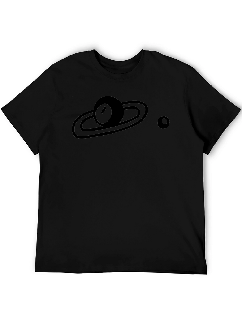 Planet Saturn Graphic Print Black T-Shirt