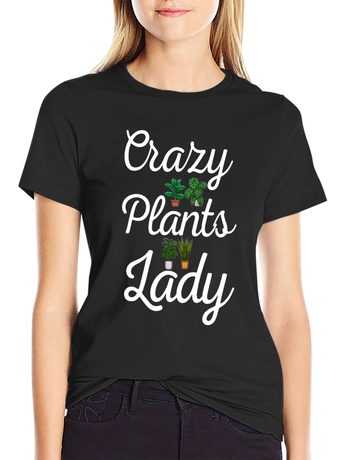Crazy Plants Lady Graphic Tee - Novelty T-Shirt