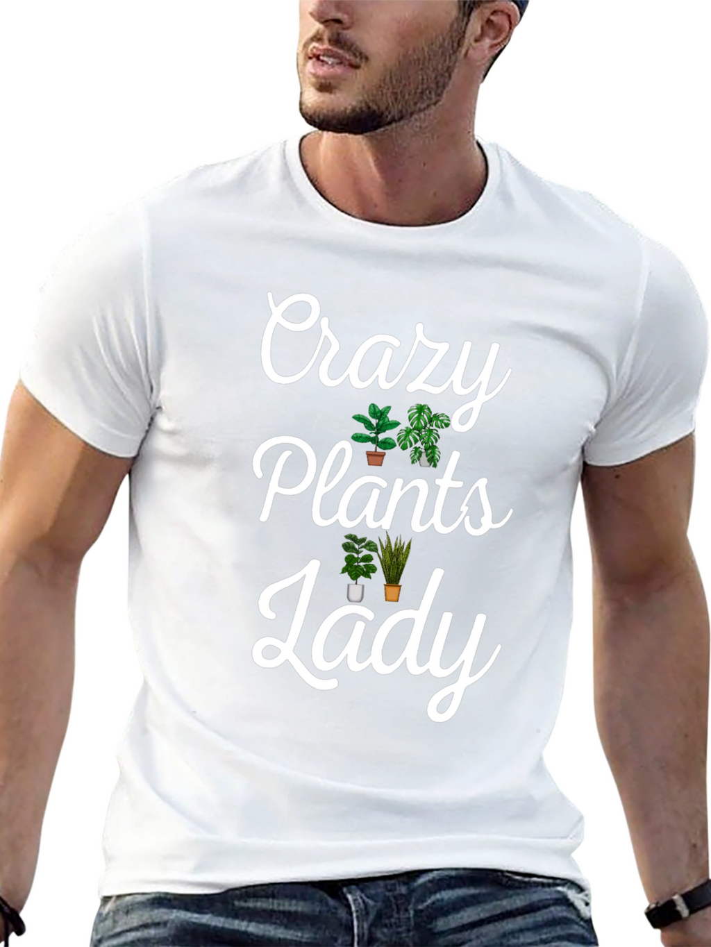 Crazy Plants Lady Graphic Tee - Novelty T-Shirt