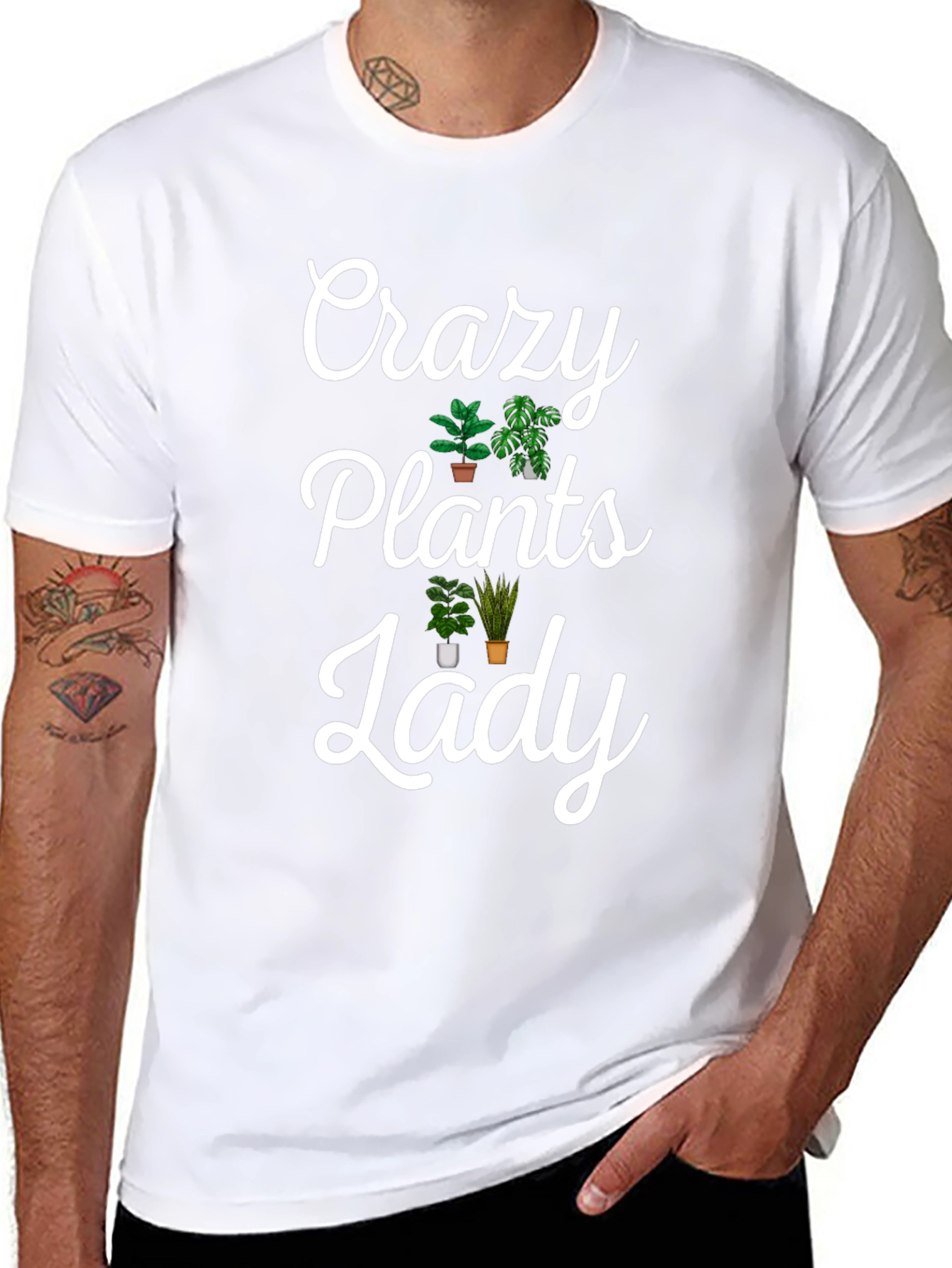 Crazy Plants Lady Graphic Tee - Novelty T-Shirt
