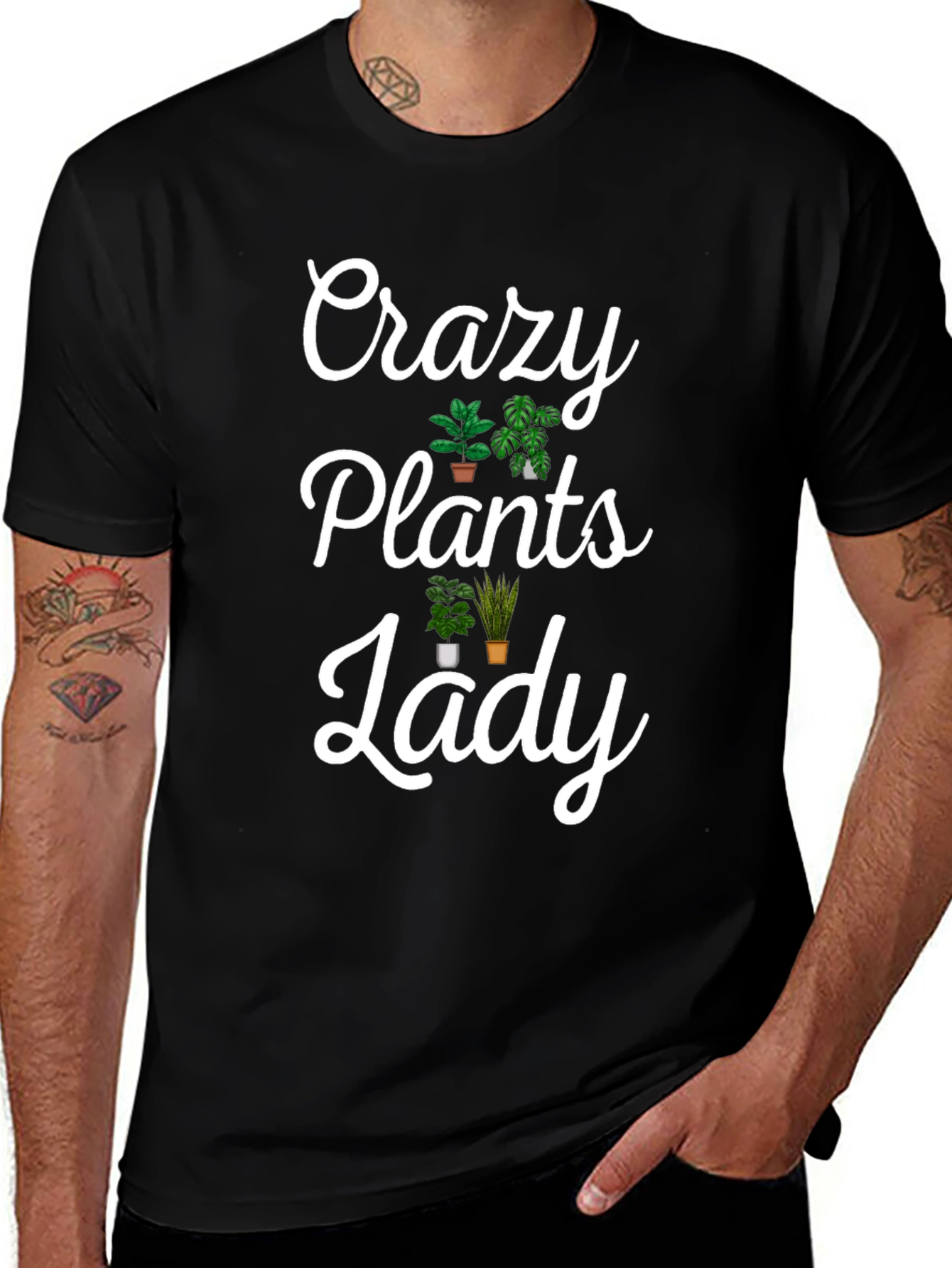 Crazy Plants Lady Graphic Tee - Novelty T-Shirt