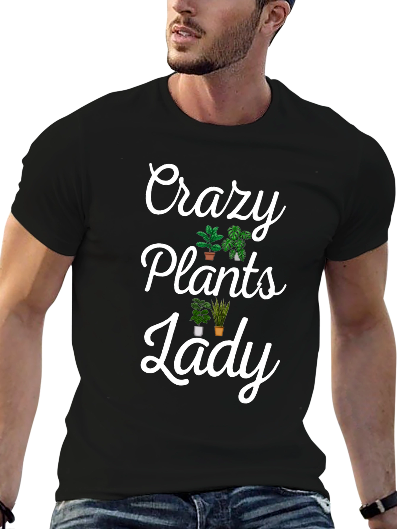 Crazy Plants Lady Graphic Tee - Novelty T-Shirt