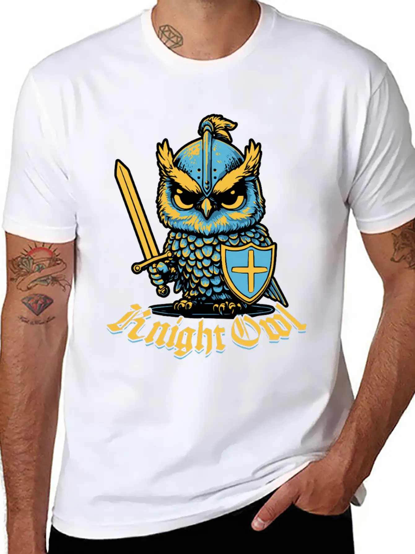 Knight Owl Jousting Ren Faire Knights Funny Casual Graphic T-Shirt – Simple And Comfortable Daily Wear