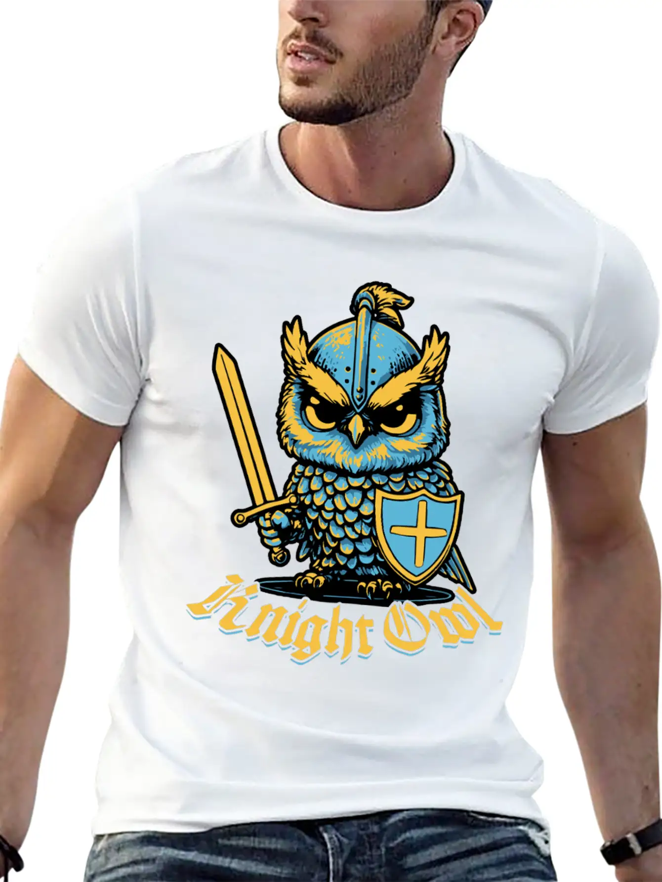Knight Owl Jousting Ren Faire Knights Funny Casual Graphic T-Shirt – Simple And Comfortable Daily Wear