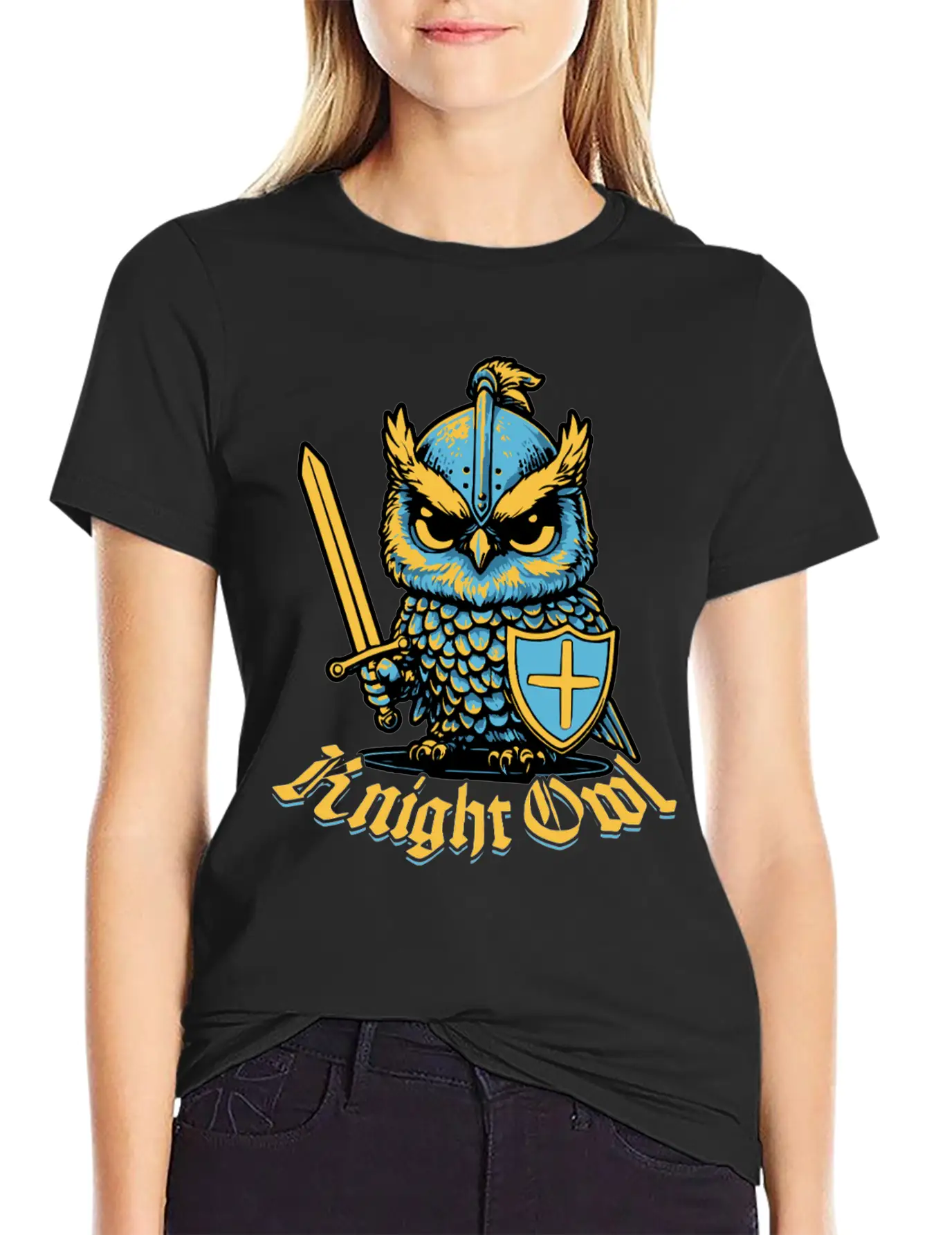 Knight Owl Jousting Ren Faire Knights Funny Casual Graphic T-Shirt – Simple And Comfortable Daily Wear