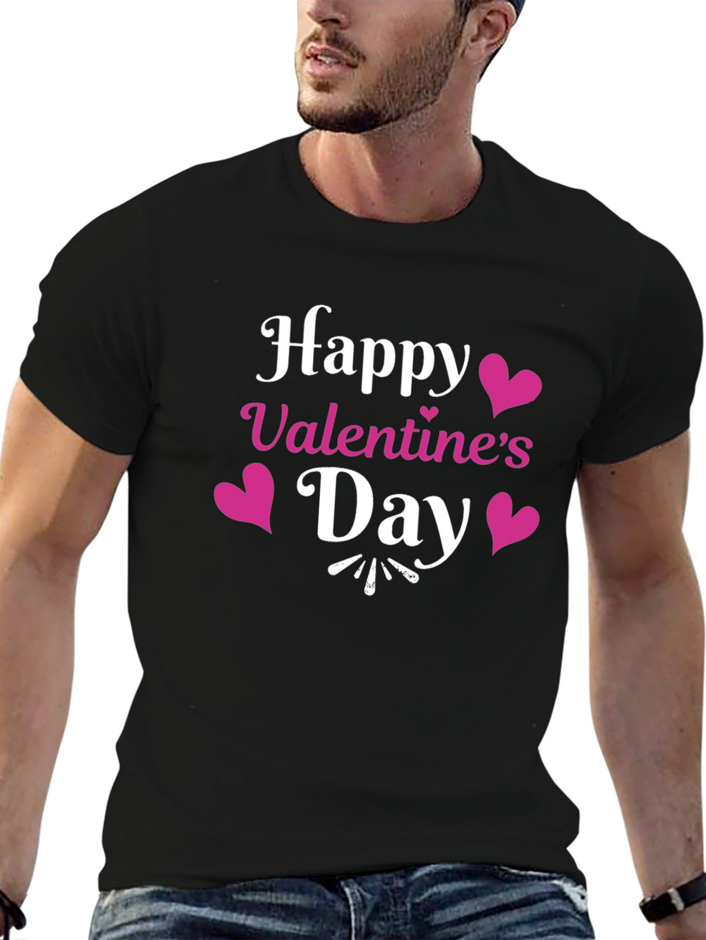 Happy Valentines Day Black T-Shirt