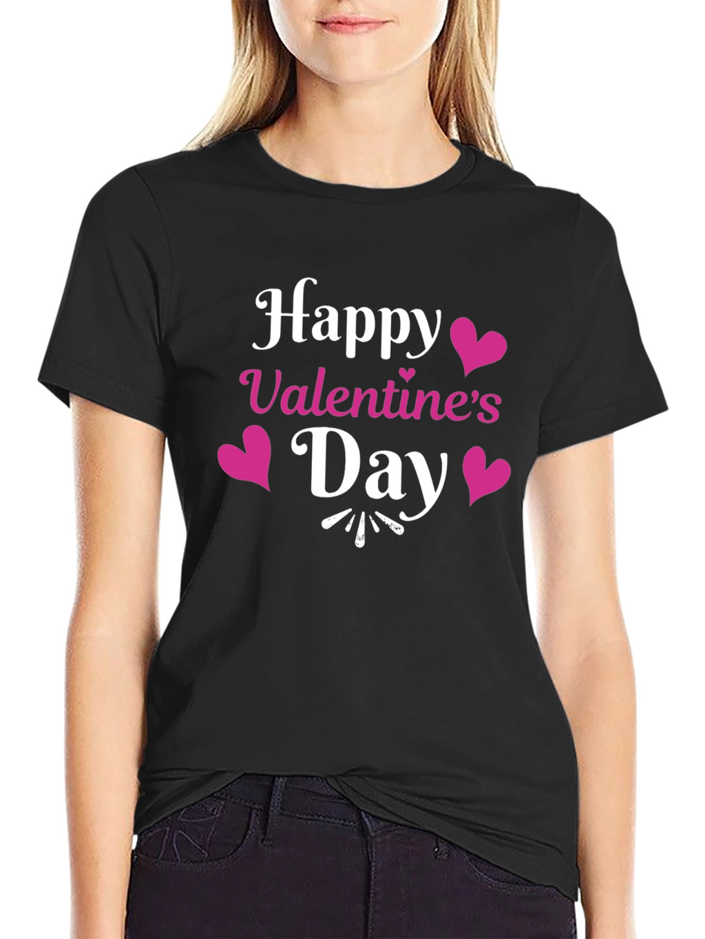 Happy Valentines Day Black T-Shirt
