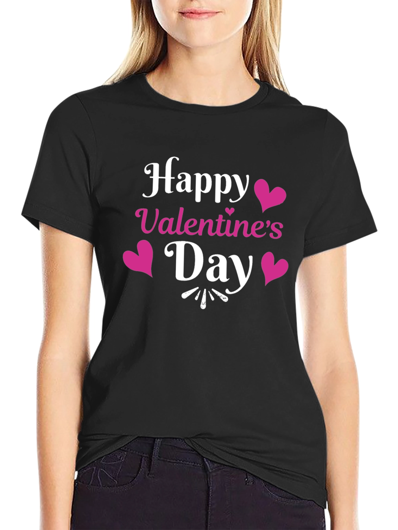 Happy Valentines Day Black T-Shirt