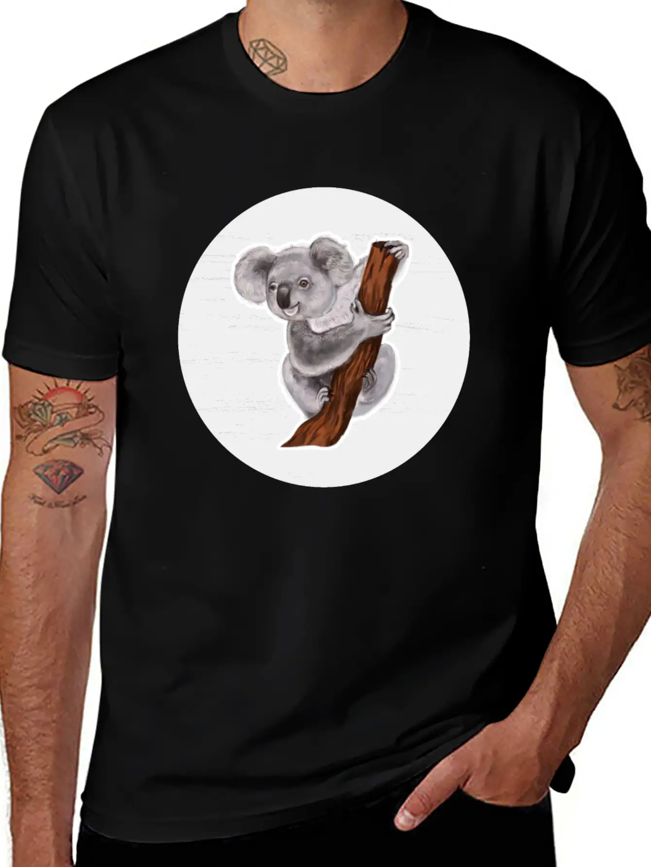 Koala Watercolor Drawing Unisex Short Sleeve Soft Cotton T-Shirt – Casual Everyday Wear