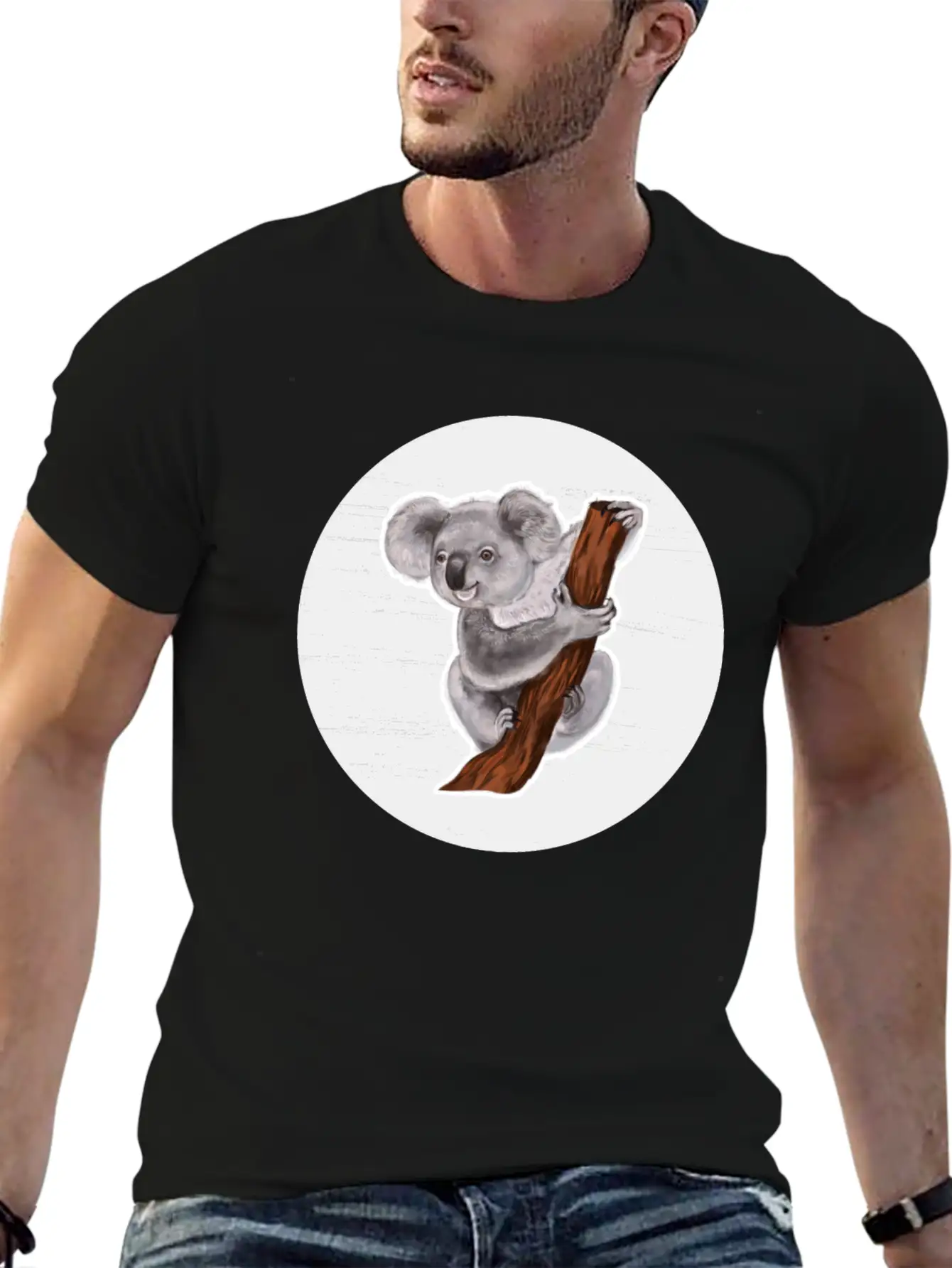 Koala Watercolor Drawing Unisex Short Sleeve Soft Cotton T-Shirt – Casual Everyday Wear