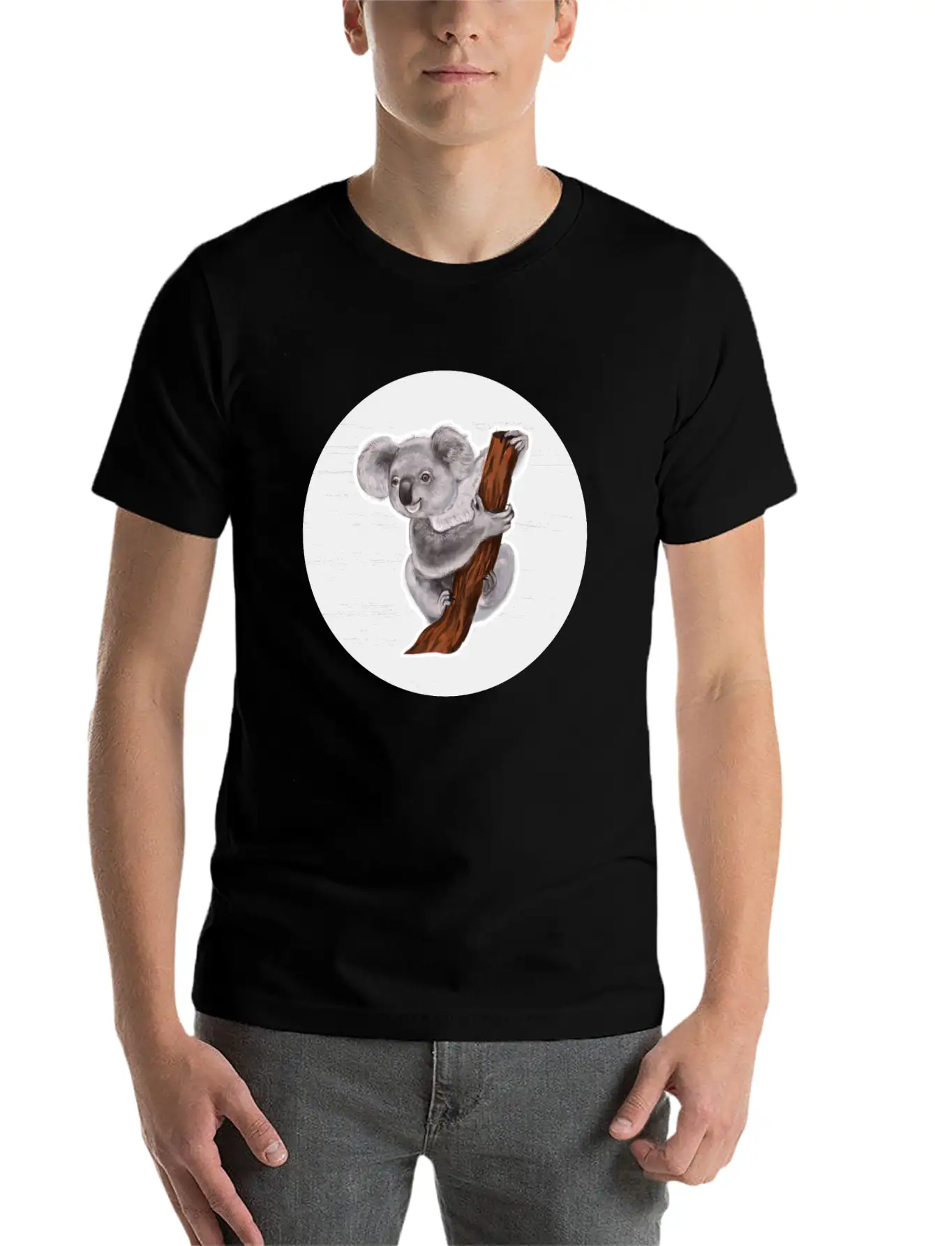 Koala Watercolor Drawing Unisex Short Sleeve Soft Cotton T-Shirt – Casual Everyday Wear