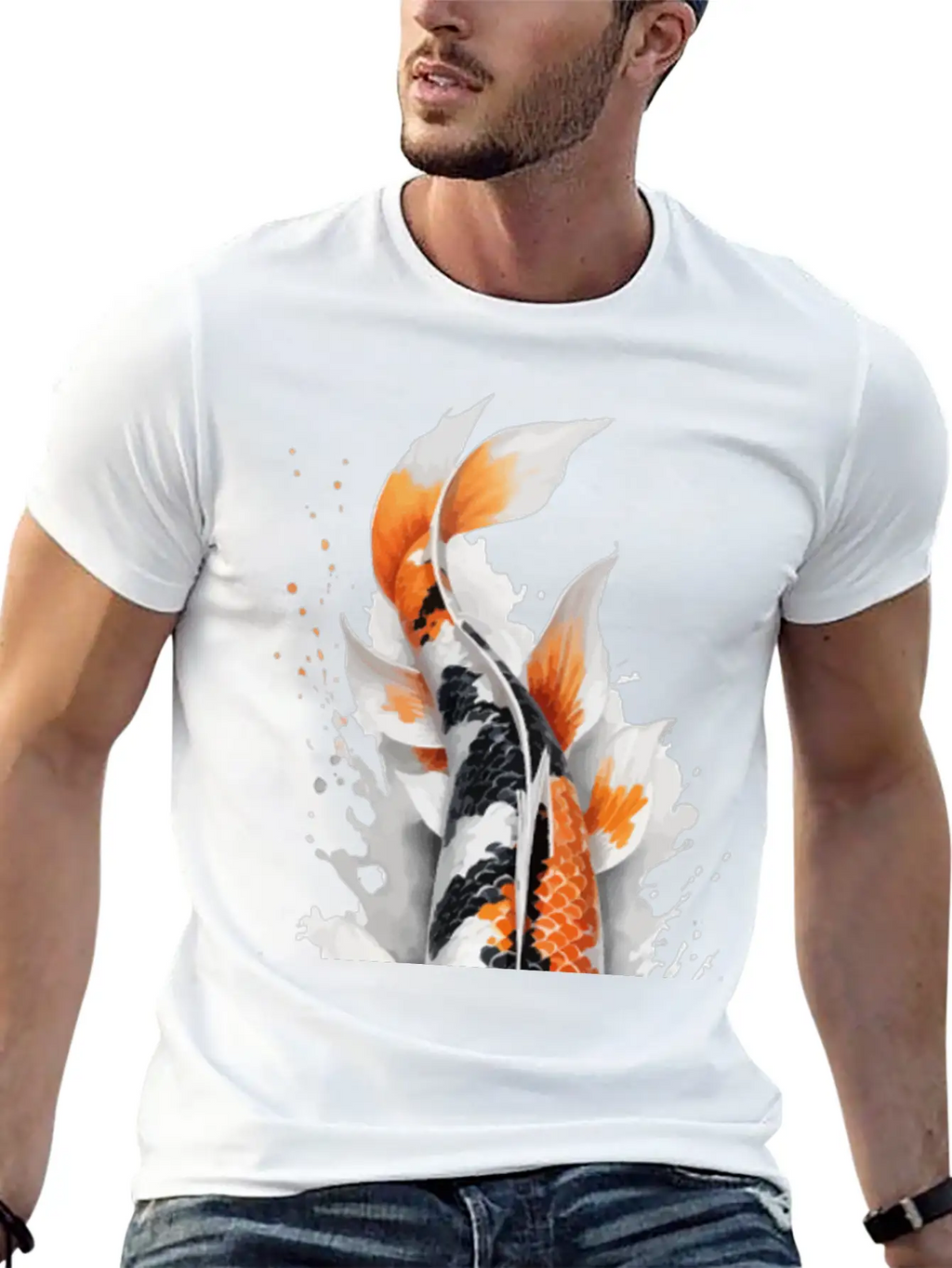 Koi Fish Calligraphy Casual Graphic T-Shirt – Simple And Comfortable Daily Wear