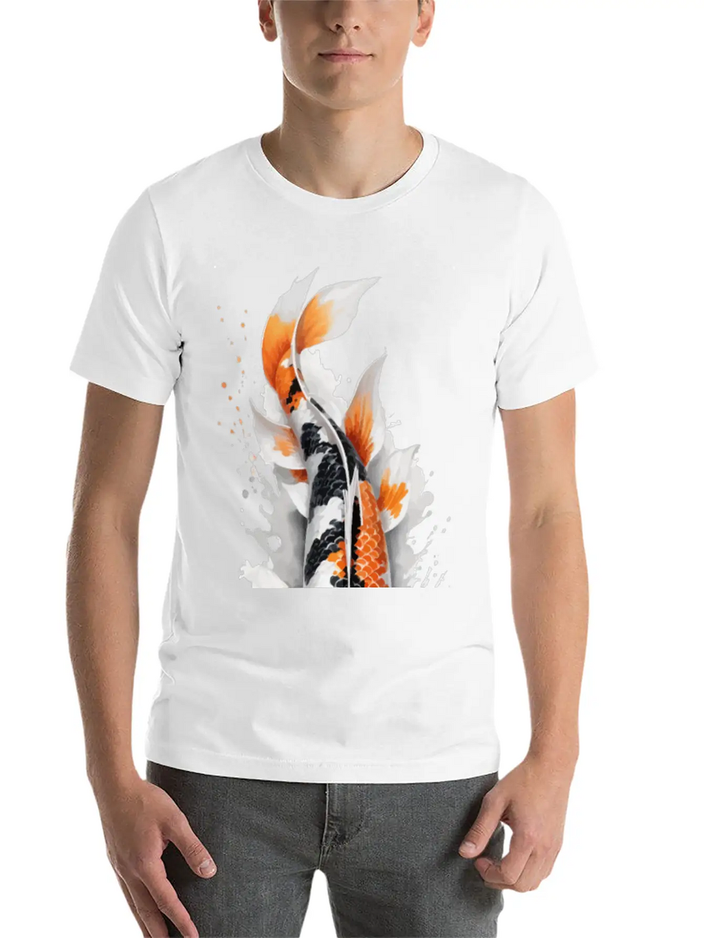 Koi Fish Calligraphy Casual Graphic T-Shirt – Simple And Comfortable Daily Wear