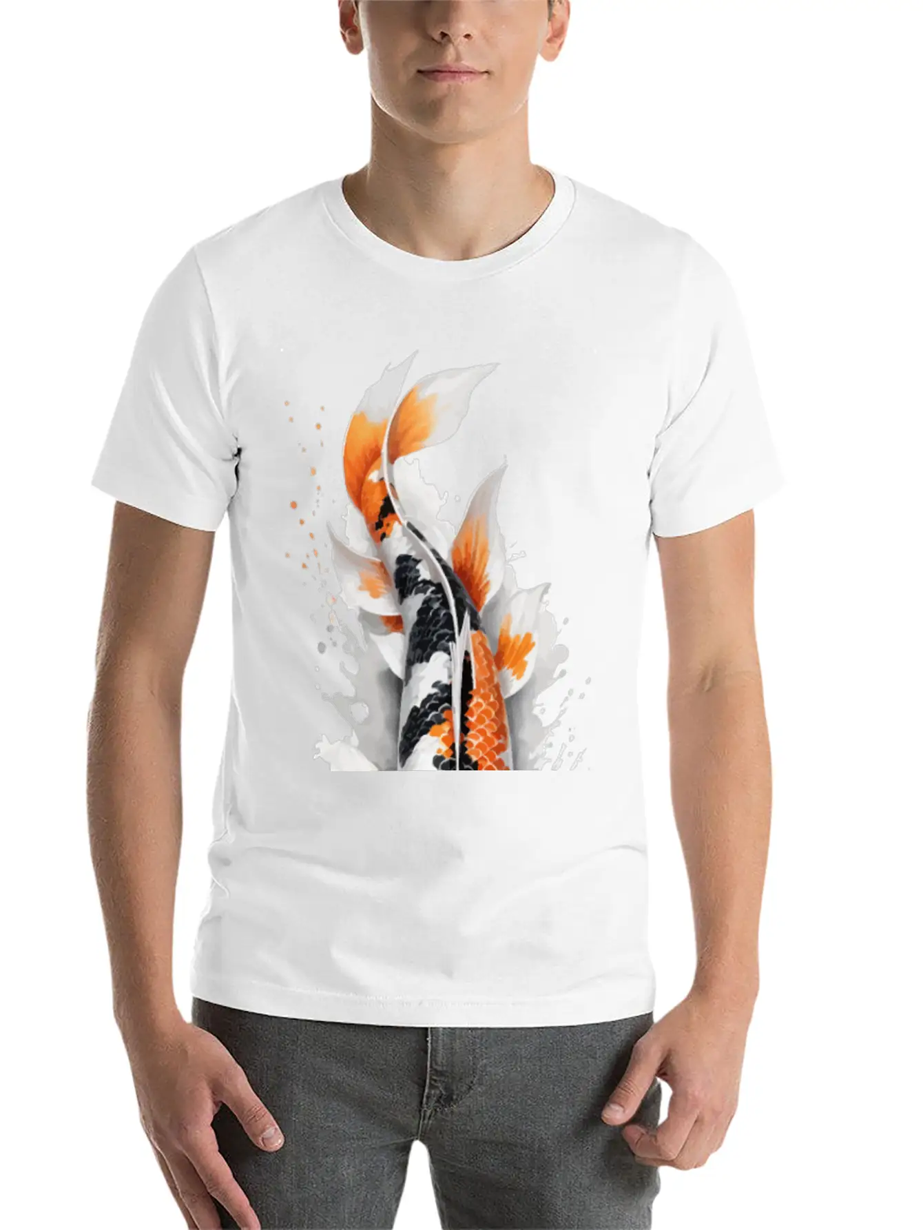 Koi Fish Calligraphy Casual Graphic T-Shirt – Simple And Comfortable Daily Wear