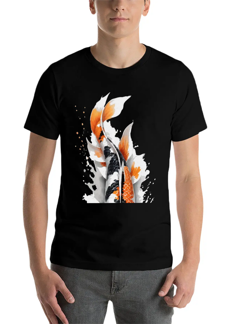 Koi Fish Calligraphy Casual Graphic T-Shirt – Simple And Comfortable Daily Wear
