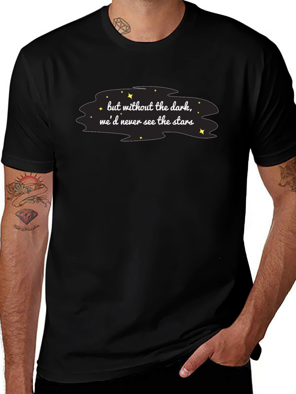 Inspirational Stars Graphic Black T-Shirt