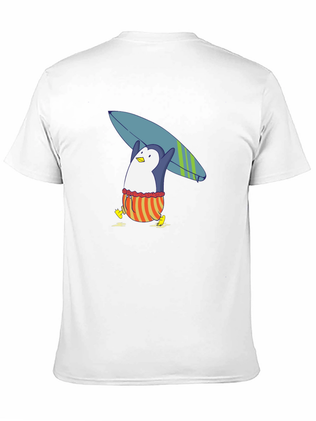 Surfing Penguin Graphic Tee - Black Cotton T-Shirt