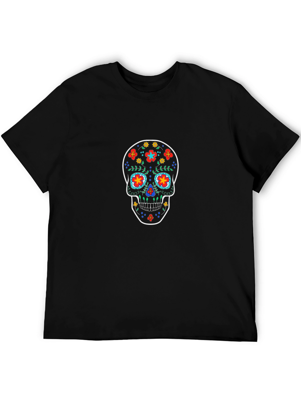 Sugar Skull Graphic Tee - Black Cotton T-Shirt
