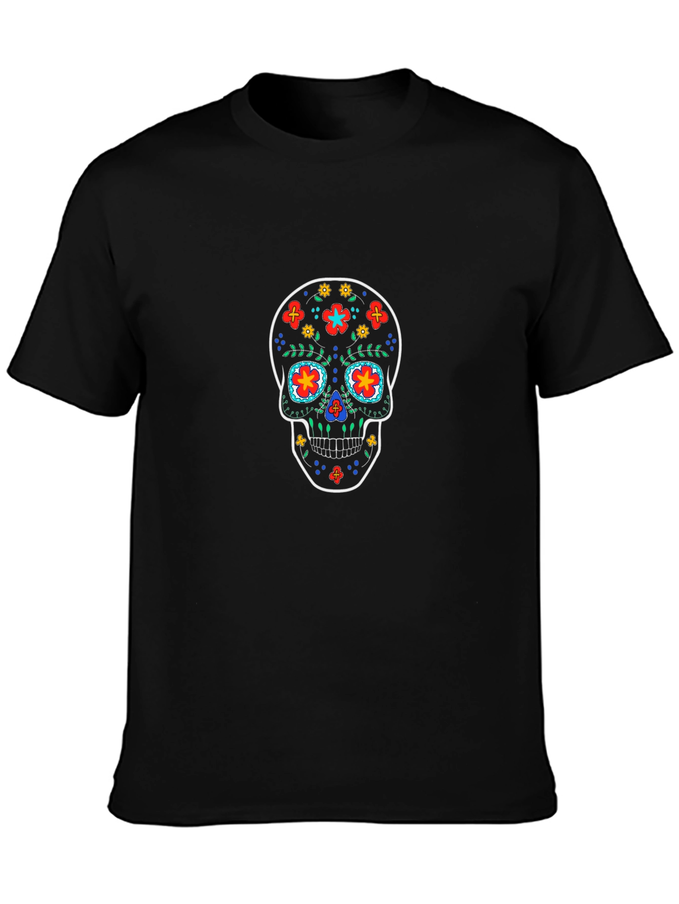 Sugar Skull Graphic Tee - Black Cotton T-Shirt