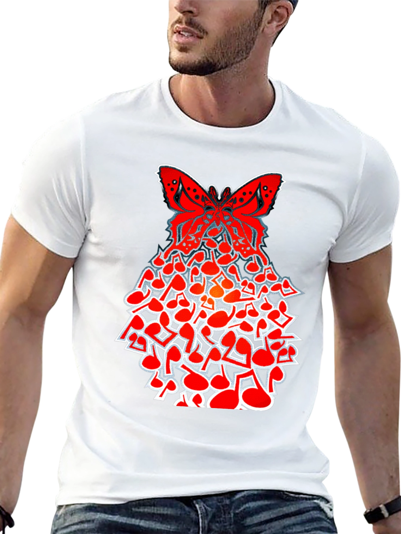 Butterfly Music Note Graphic T-Shirt
