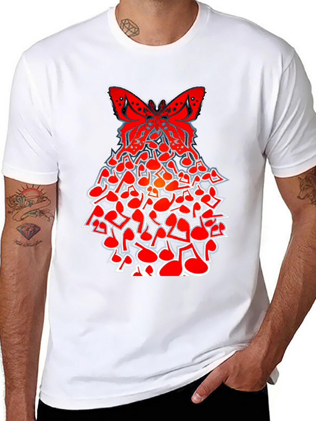 Butterfly Music Note Graphic T-Shirt