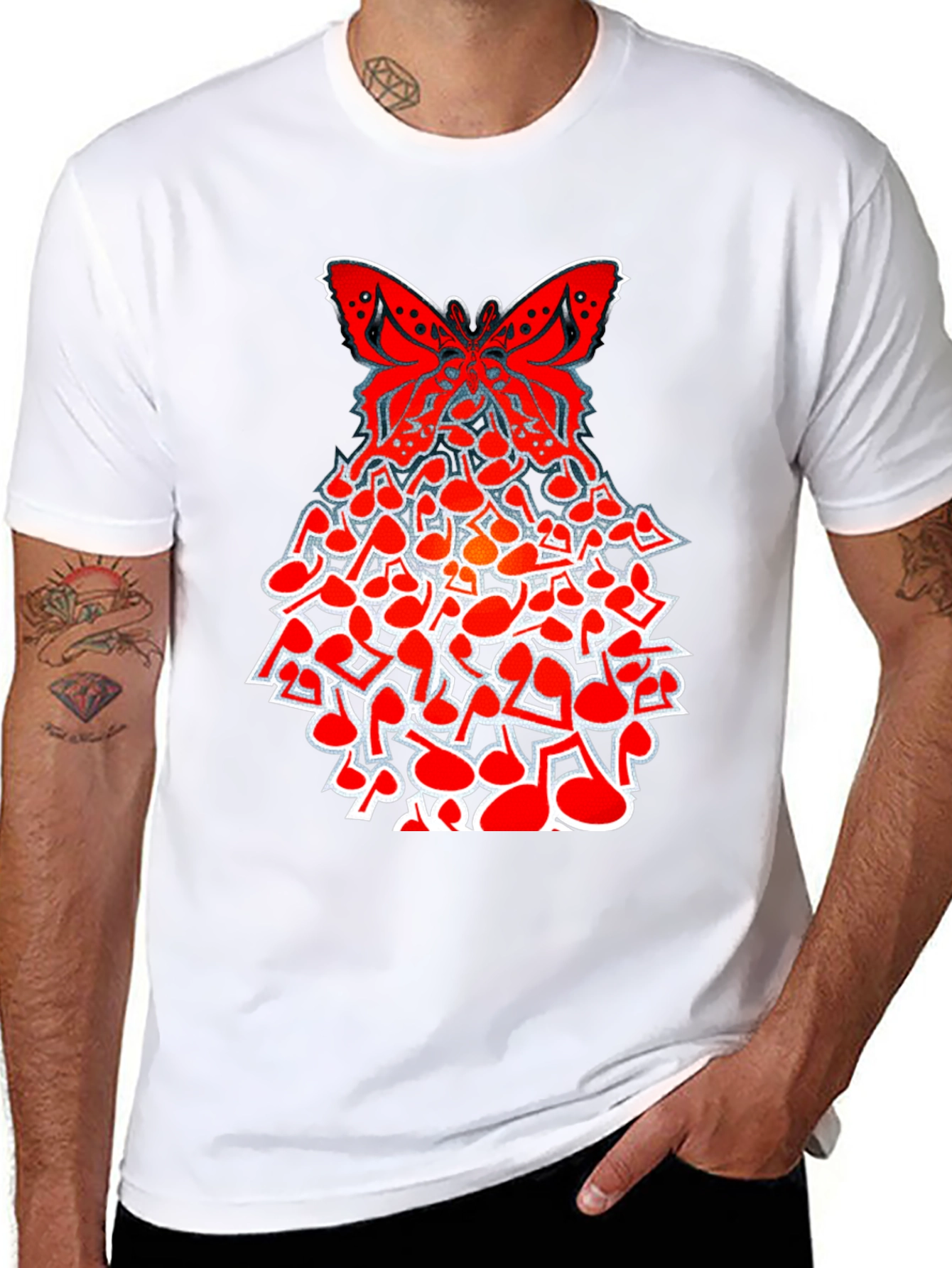 Butterfly Music Note Graphic T-Shirt