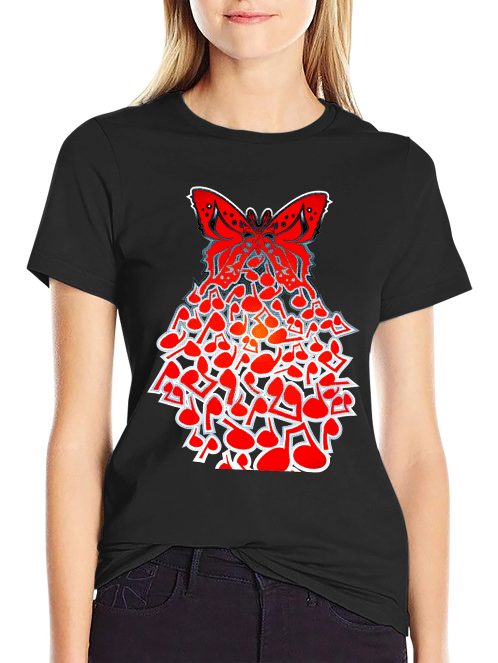 Butterfly Music Note Graphic T-Shirt