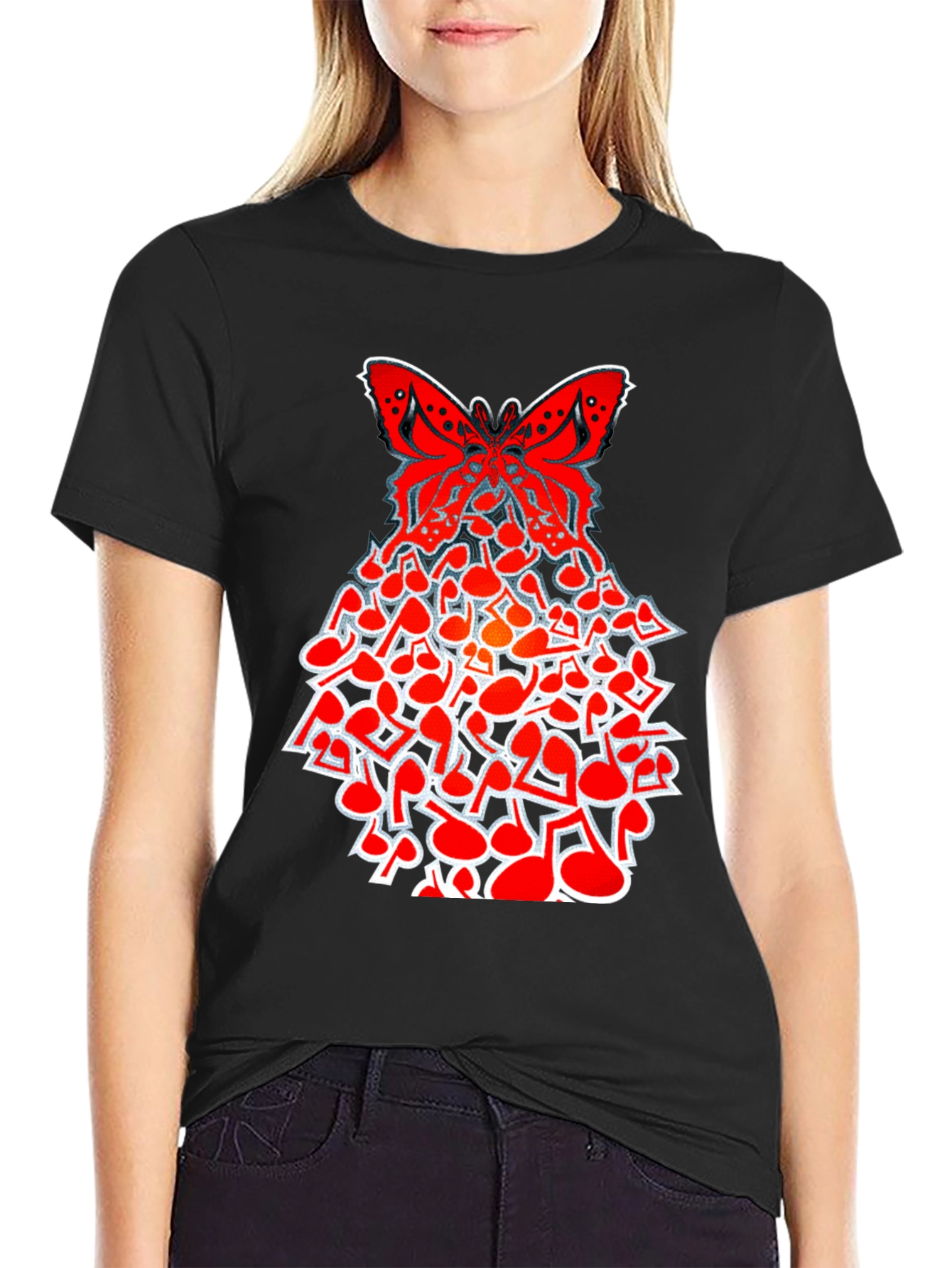 Butterfly Music Note Graphic T-Shirt