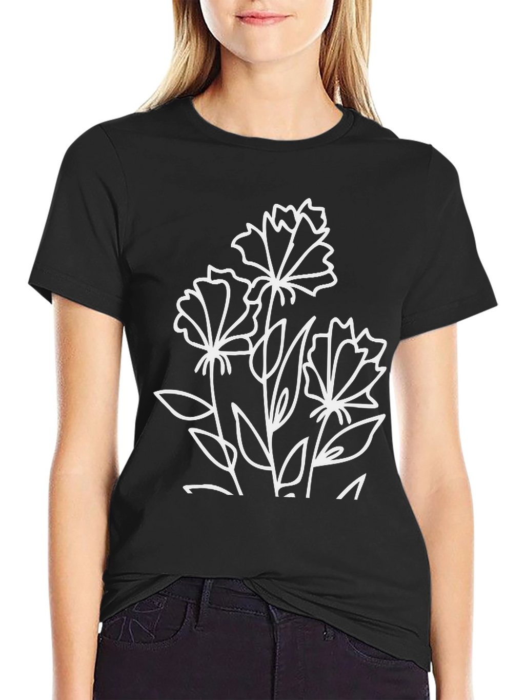 Floral Graphic Black T-Shirt